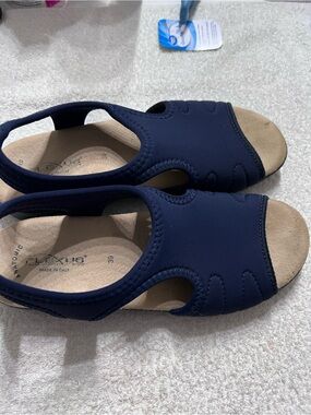 Flexus Women’s Sandals Navy Blue Made in Italy Comfort Anatomic Footbed EU 39